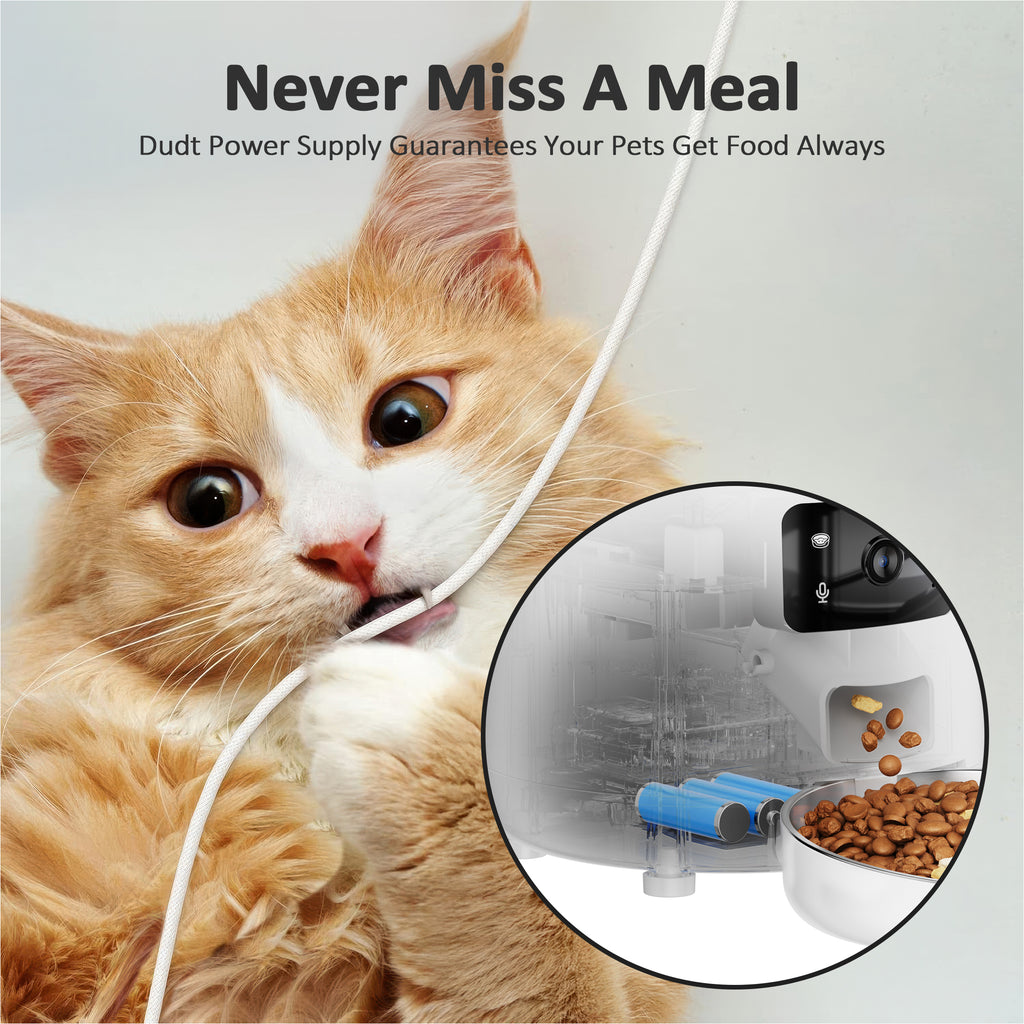 VANECL Automatic Cat Feeders with 304 Stainless Steel Bowl,4L Automatic Cat Food Dispenser with 1080P Camera,Tuya 2.4G&5G WIFI APP Remote Timed Feeding with Voice Call,Dual Power Supply
