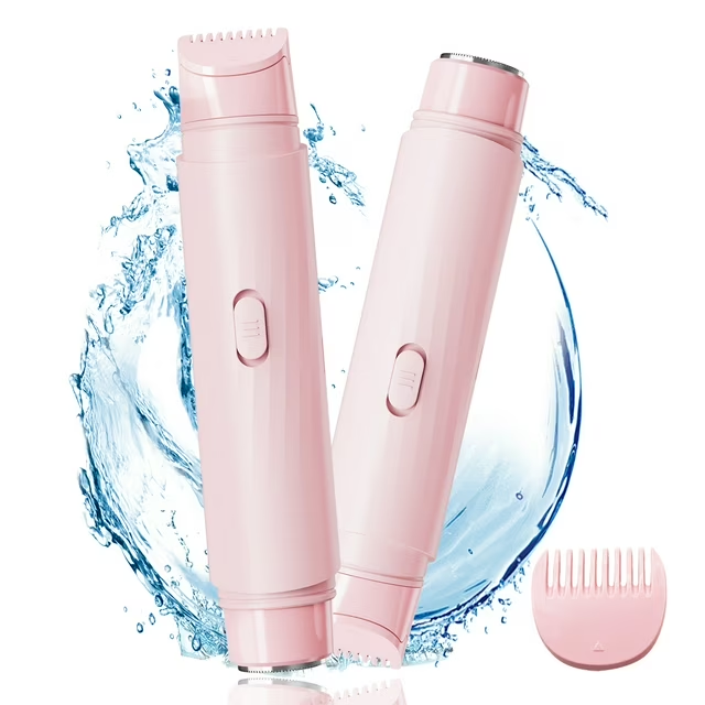 Bikini Trimmer for Women,2 in 1 Body/Facial Electric Razor Shaver for Bikini Underarm Leg Arm,Portable USB Rechargeable IPX7 Waterproof Wet Dry Use