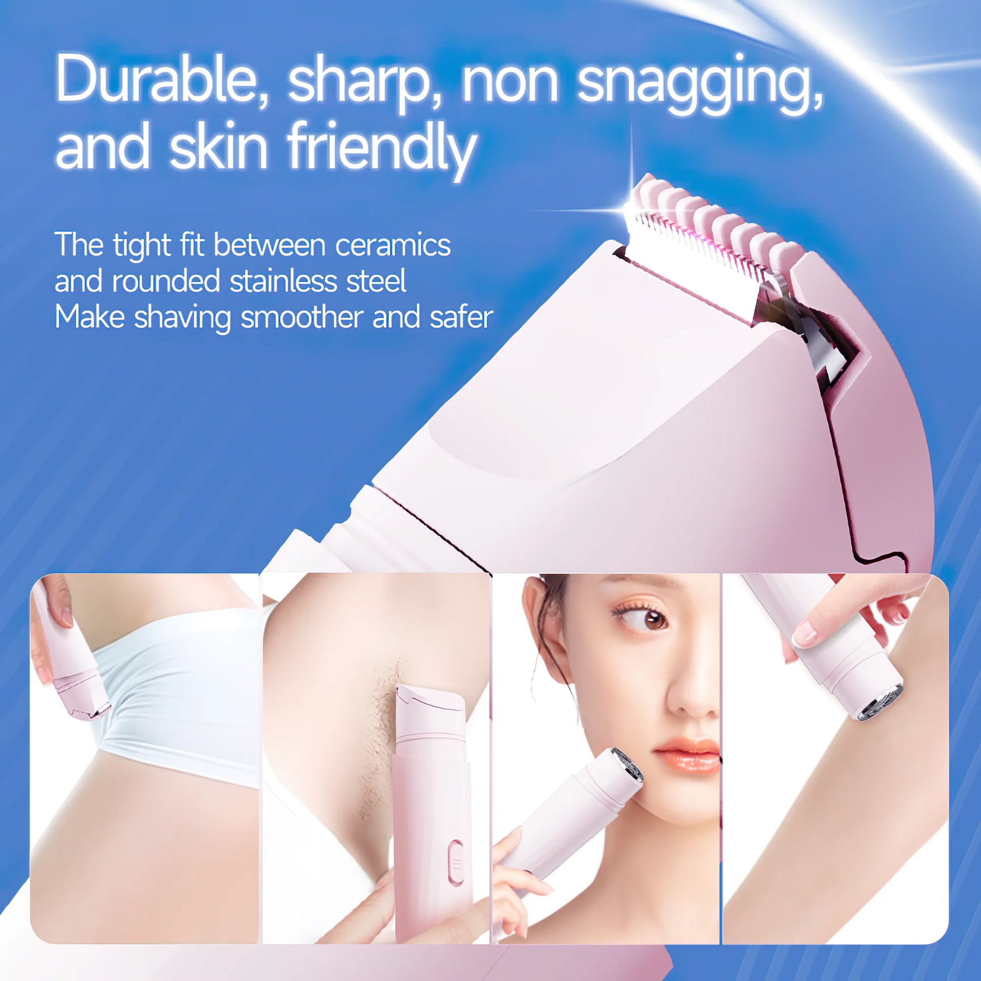 Bikini Trimmer for Women,2 in 1 Body/Facial Electric Razor Shaver for Bikini Underarm Leg Arm,Portable USB Rechargeable IPX7 Waterproof Wet Dry Use