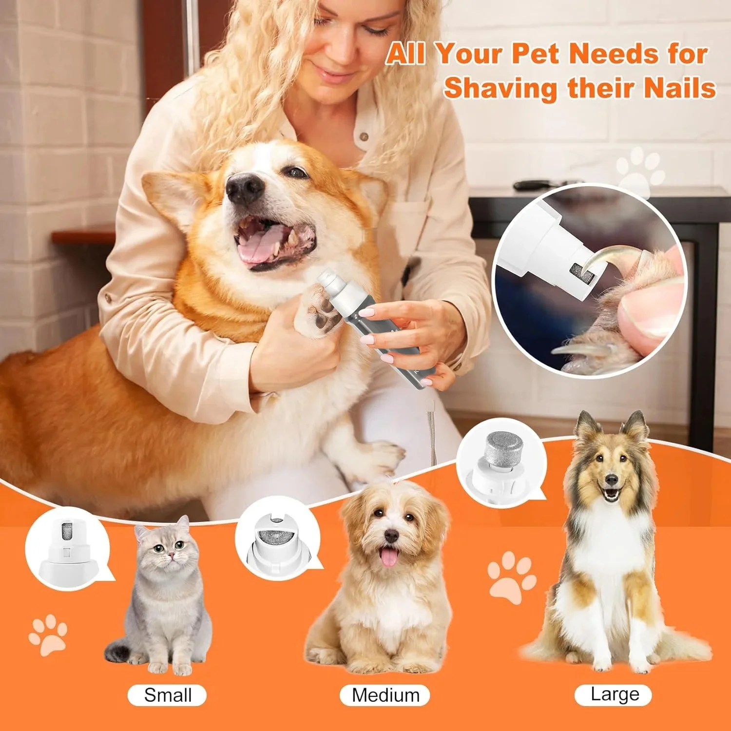 4 in 1 Pet Grooming Clippers Kit with LED Display,Waterproof Electric Dog Clippers with Nail Grinder,Low Noise Trimmers for Dog Cat Paws, Eyes, Ears,Face,Nail,Hair