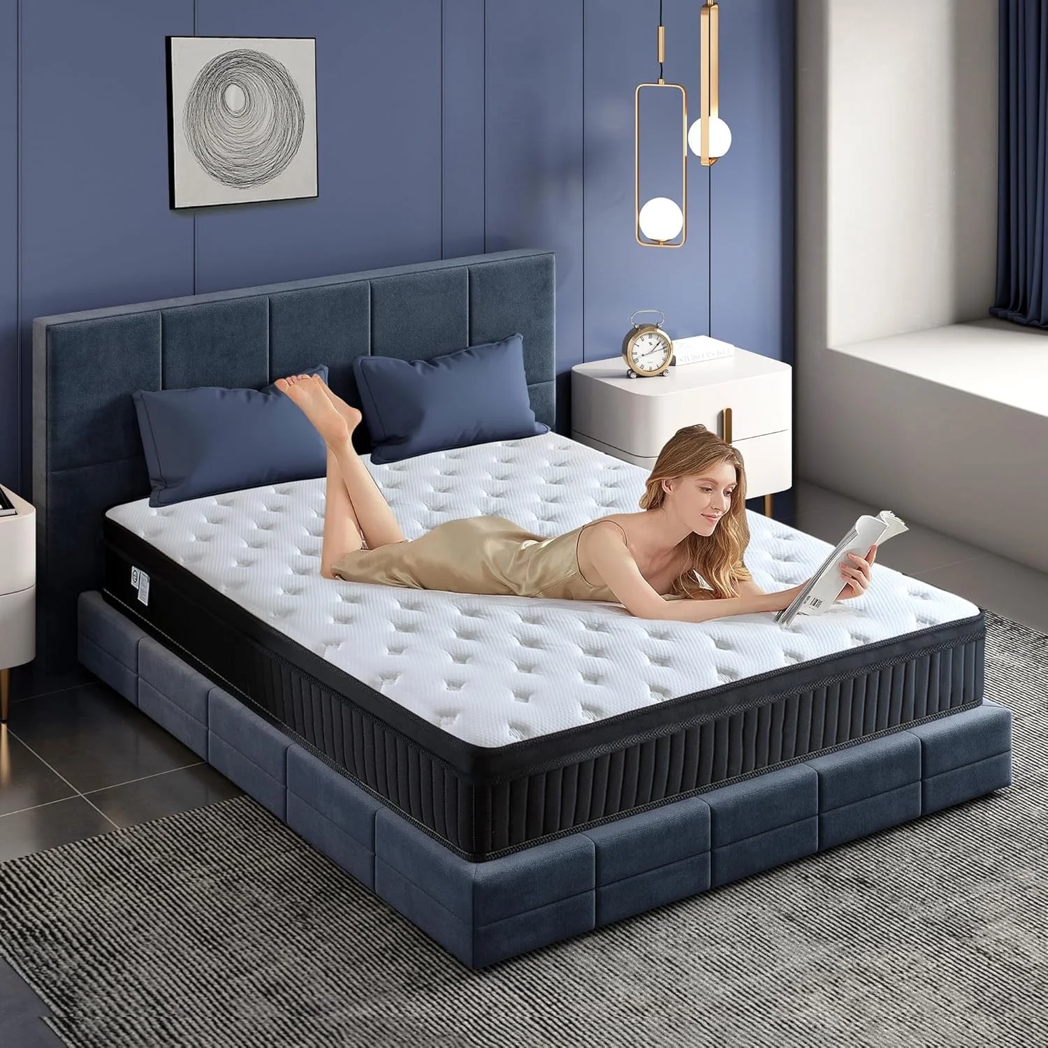 Aminy Queen Mattress, 12" Memory Foam Mattress in a Box, Pocket Spring Queen Bed with Cooler Sleep and Pressure Relief, 60"*80"
