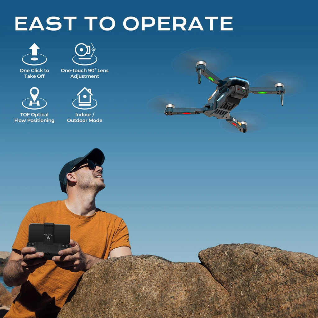 WitPlayToy Drone with 4K Camera for Adults, RC Quadcopter with High Speed Brushless Motor, 40-min Flight Time, Headless Mode, 360° Flip, 3 Speed Adjustment, 2 Batteries, Foldable Drones for Kids, Blue