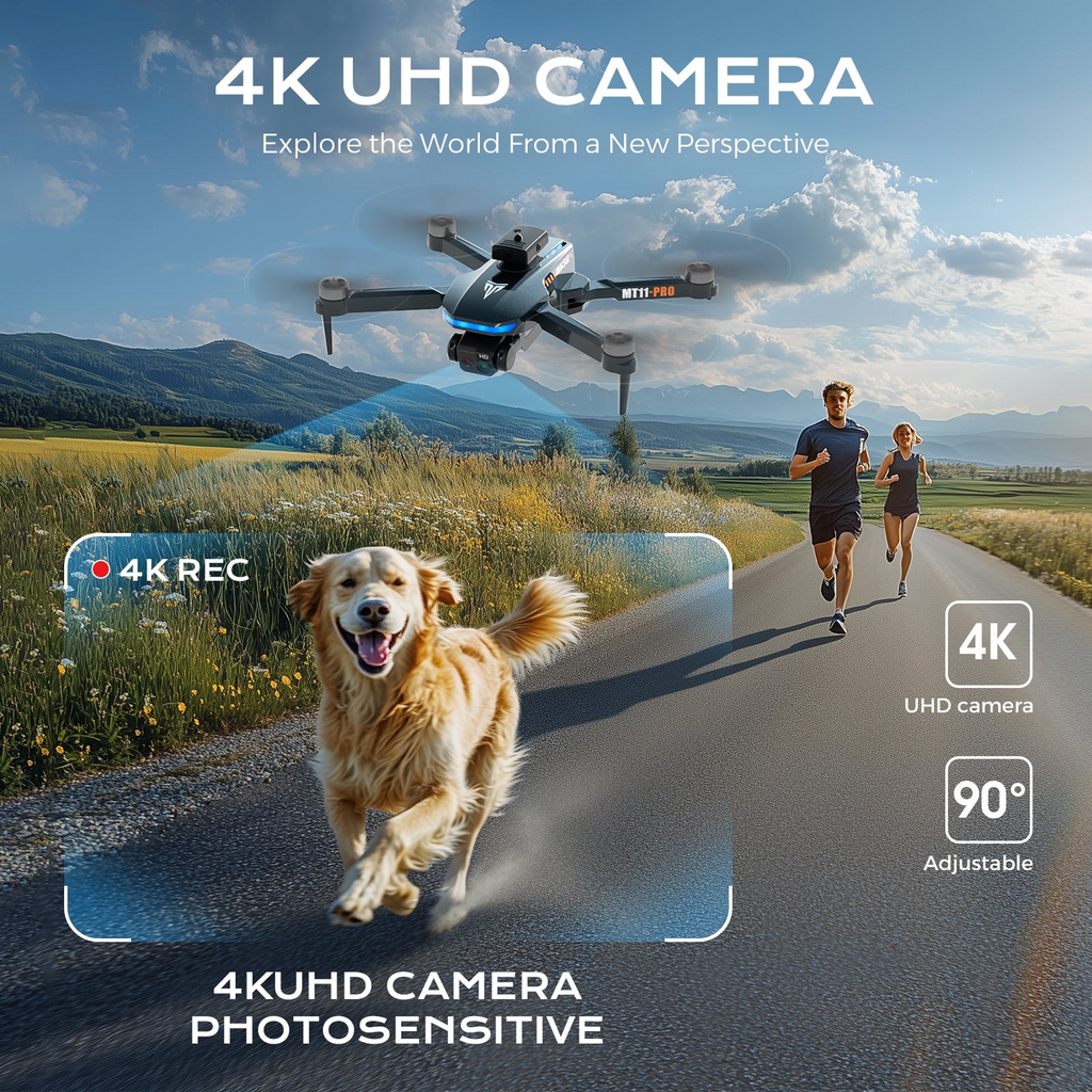 WitPlayToy Drone with 4K Camera for Adults, RC Quadcopter with High Speed Brushless Motor, 40-min Flight Time, Headless Mode, 360° Flip, 3 Speed Adjustment, 2 Batteries, Foldable Drones for Kids, Blue
