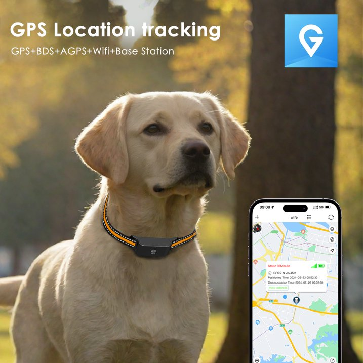 Smart Dog Collar-4G GPS Dog Tracker Collar-Real Time Tracking, Dog and cat GPS Loss Prevention Locator, Escape Alerts,Waterproof, Nationwide Coverage, with Free App [included SIM card ], (Black)