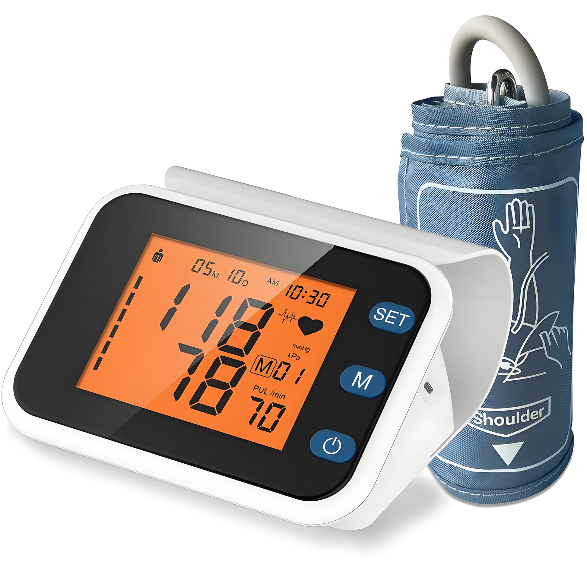 TOUCHOPE Smart Upper Arm Blood Pressure Monitor with 13-17 inch Adjustable Wrist Cuff,Portable Armband Storage Digital Heart Rate Monitor for Home Travel,Large LCD with Voice Guidance