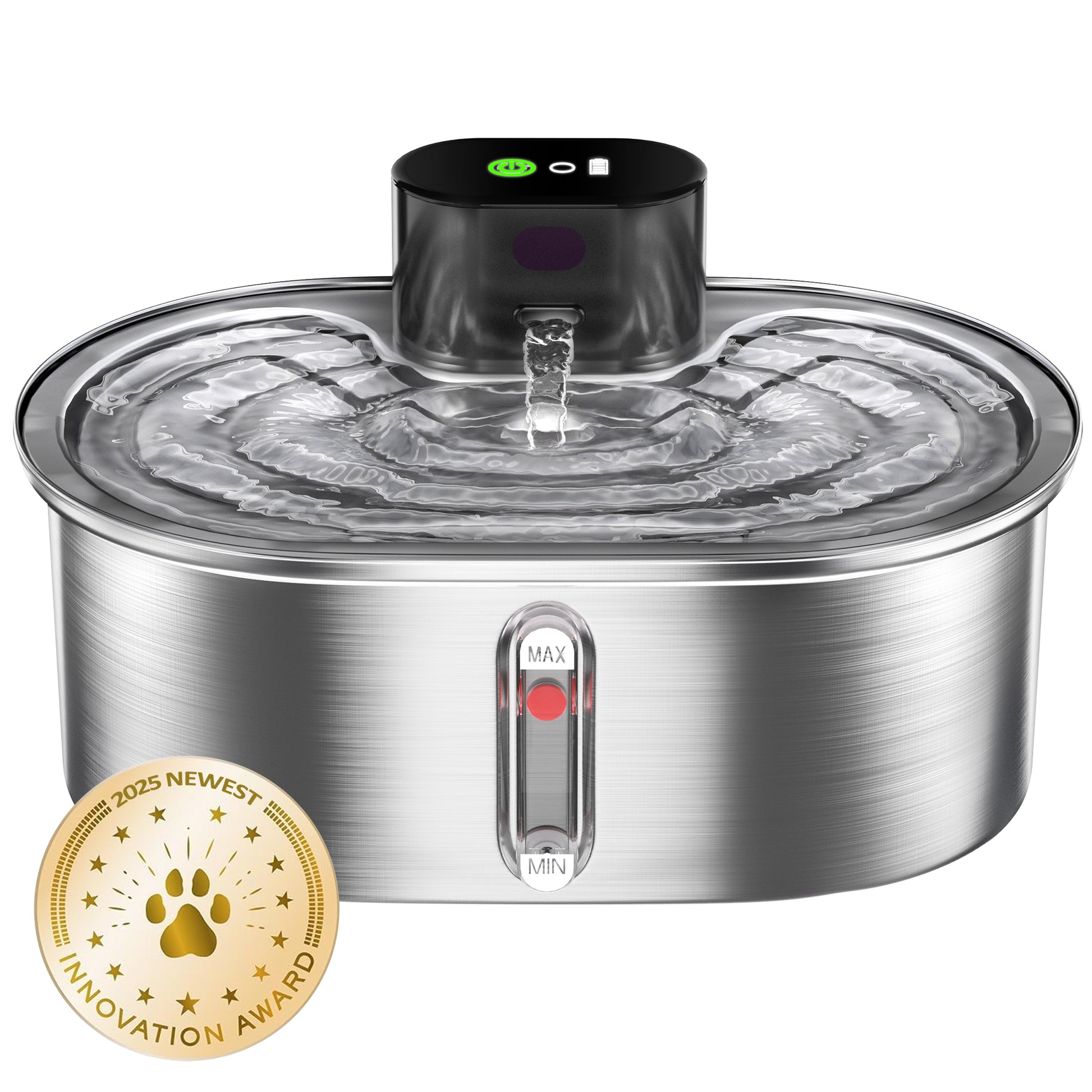 VANECL Cat Water Fountain with Water Level Window,3.5L/118oz Automatic Stainless Steel Pet Water Fountain,New pumpless technology Auto-sensing for Pet