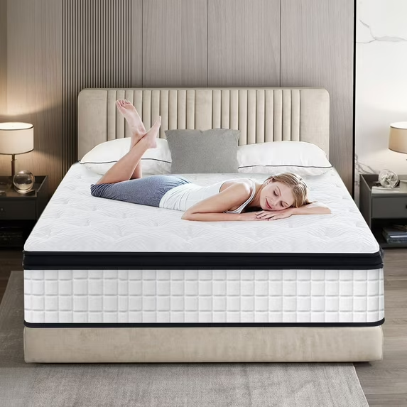Aminy King Mattress, 12" Memory Foam Mattress in a Box, Pocket Spring Mattress with Cooler Sleep and Pressure Relief, 76"*80"