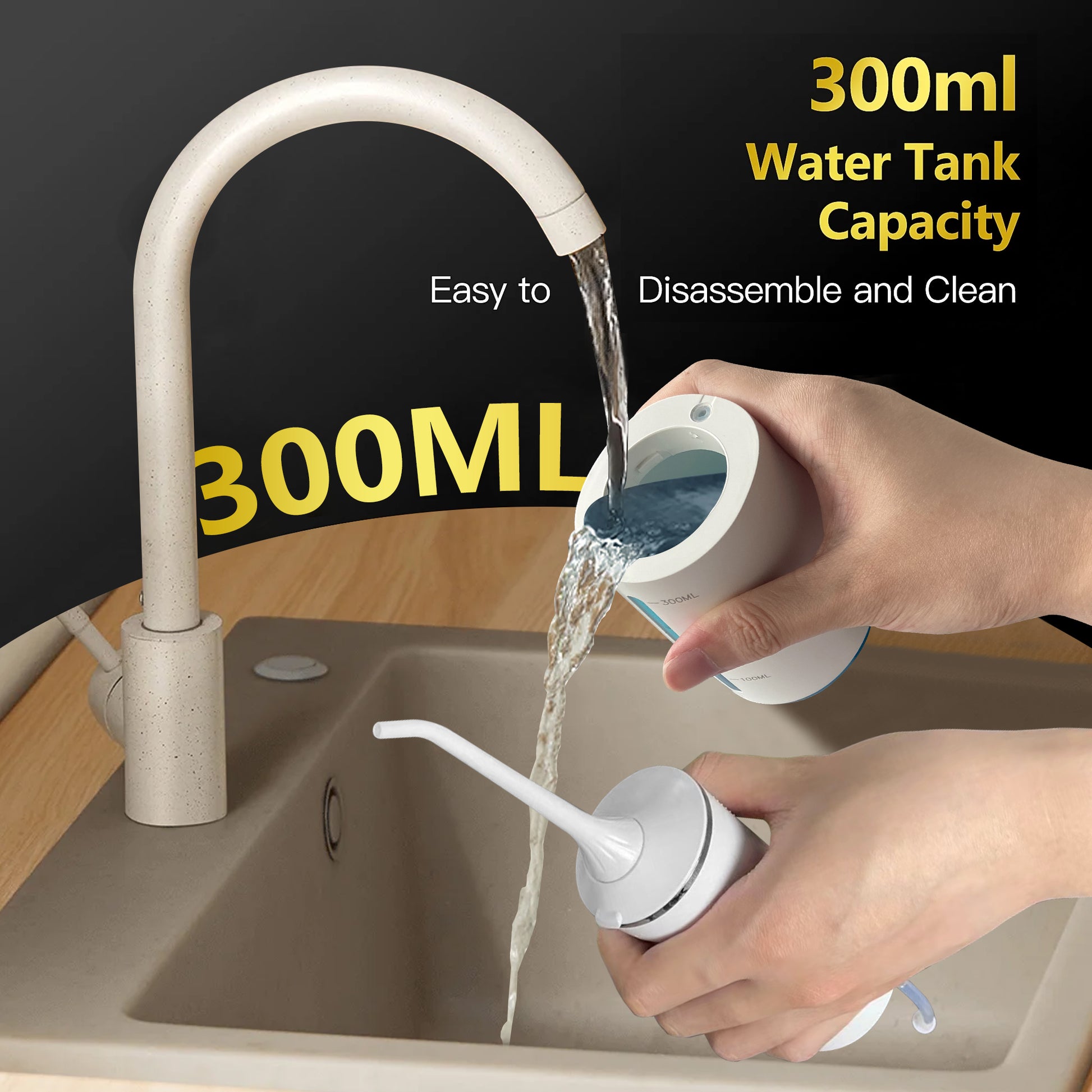 VANECL Water Flosser for Teeth with 4 Jet Tips,300ml Tank with 4 Mode,IPX7 Waterproof Portable Electric Oral Irrigator for Home & Travel,White