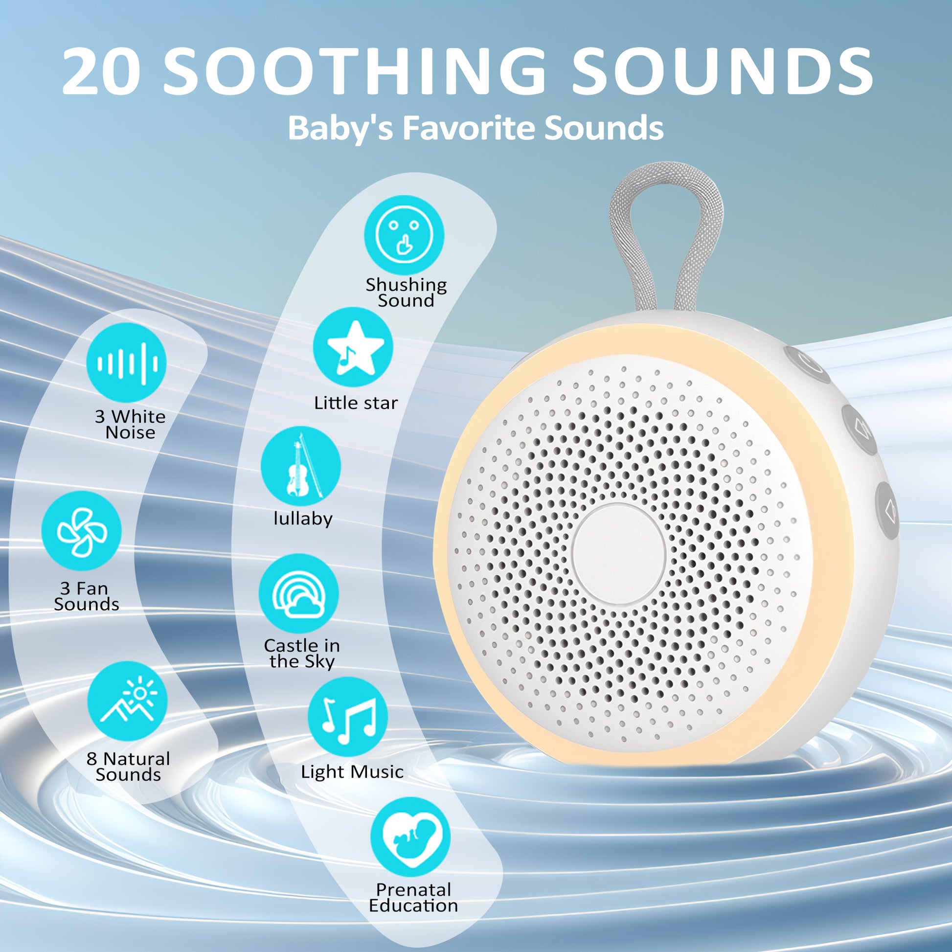 TOUCHOPE White Noise Sound Machine for Baby Adults Sleep,Portable Noise machine with Night Light,20 Soothing Sound Therapy for Home Travel