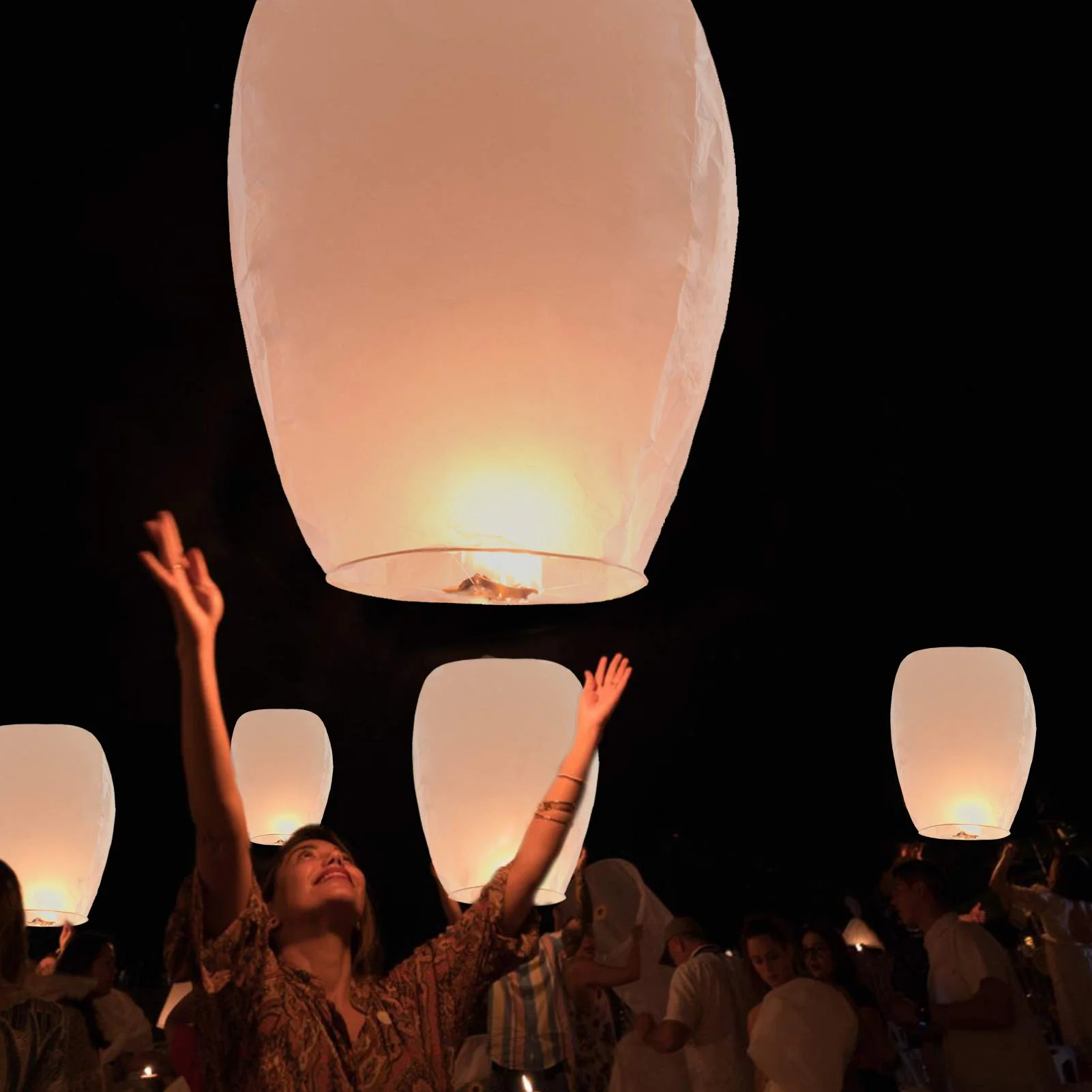 VANECL Chinese Paper Lanterns,20 Pack White Paper Wishing Lanterns for Weddings, Birthday Party, New Years, Festival(White)