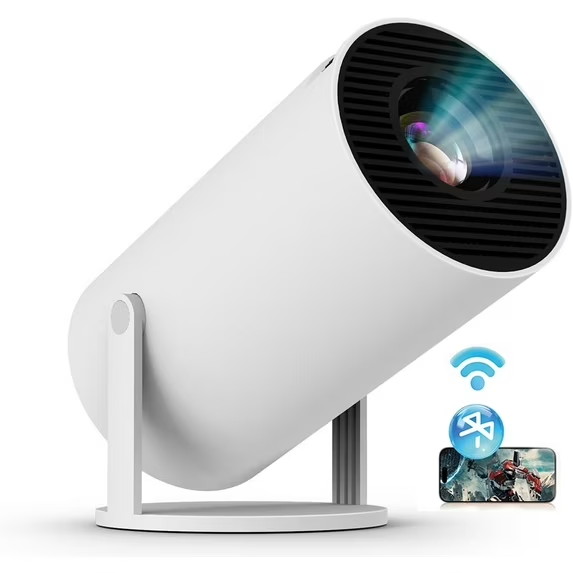 Geek Chef Mini Projector, 4K 1080P Support Portable Smart Projector for 180° Rotatable Movie Projection, Auto Keystone, White