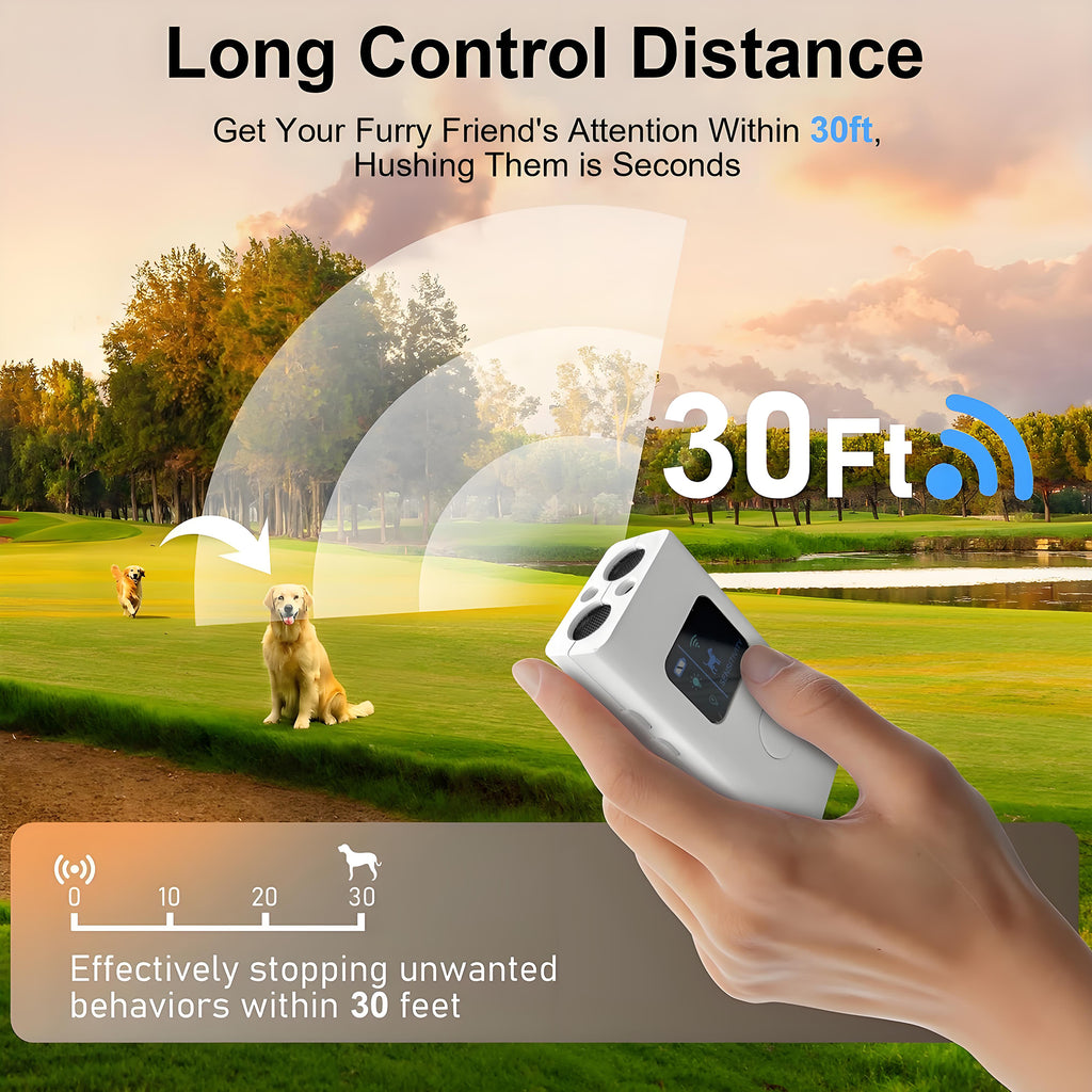 Ultrasonic Anti Barking Device,3 Modes Indoor/Outdoor Dog Barking Control with LED Light,30 Ft Long Range Alternative to painful dog shock collar