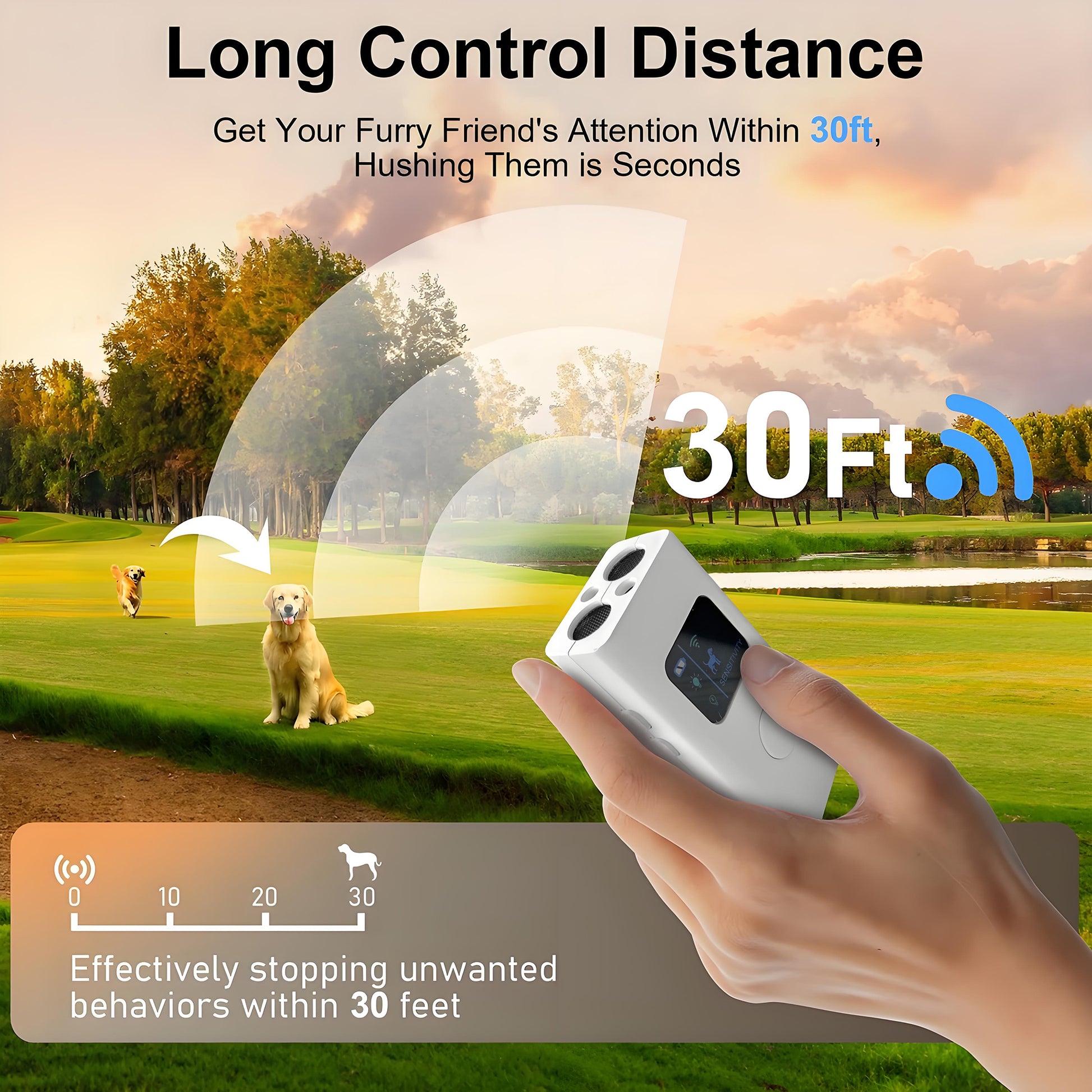 Ultrasonic Anti Barking Device,3 Modes Indoor/Outdoor Dog Barking Control with LED Light,30 Ft Long Range Alternative to painful dog shock collar