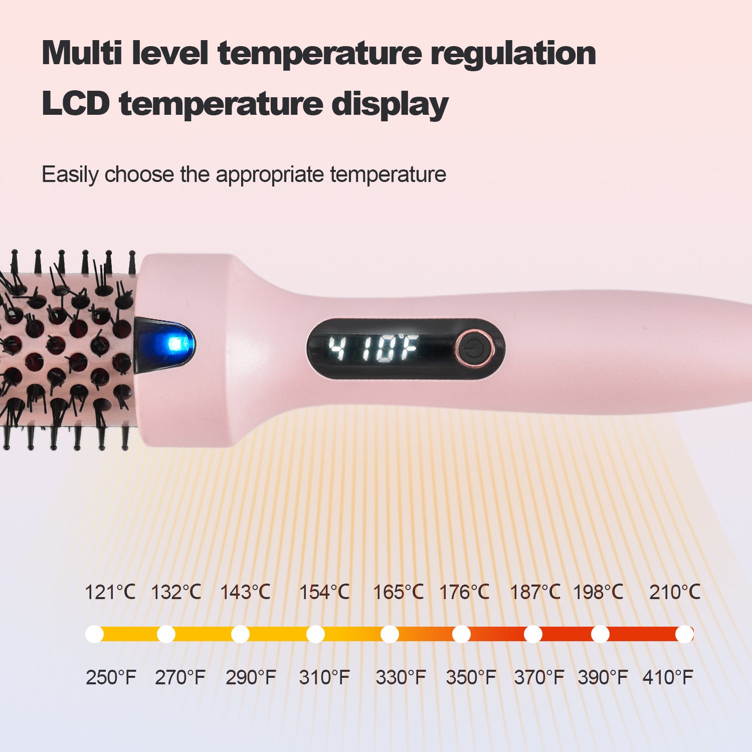 VANECL Thermal Brush Curling Brush,1.5 inch Beach Waves Curling Iron,Heated Nylon Brush Get Natural Curls and Hair Straightener,Pink