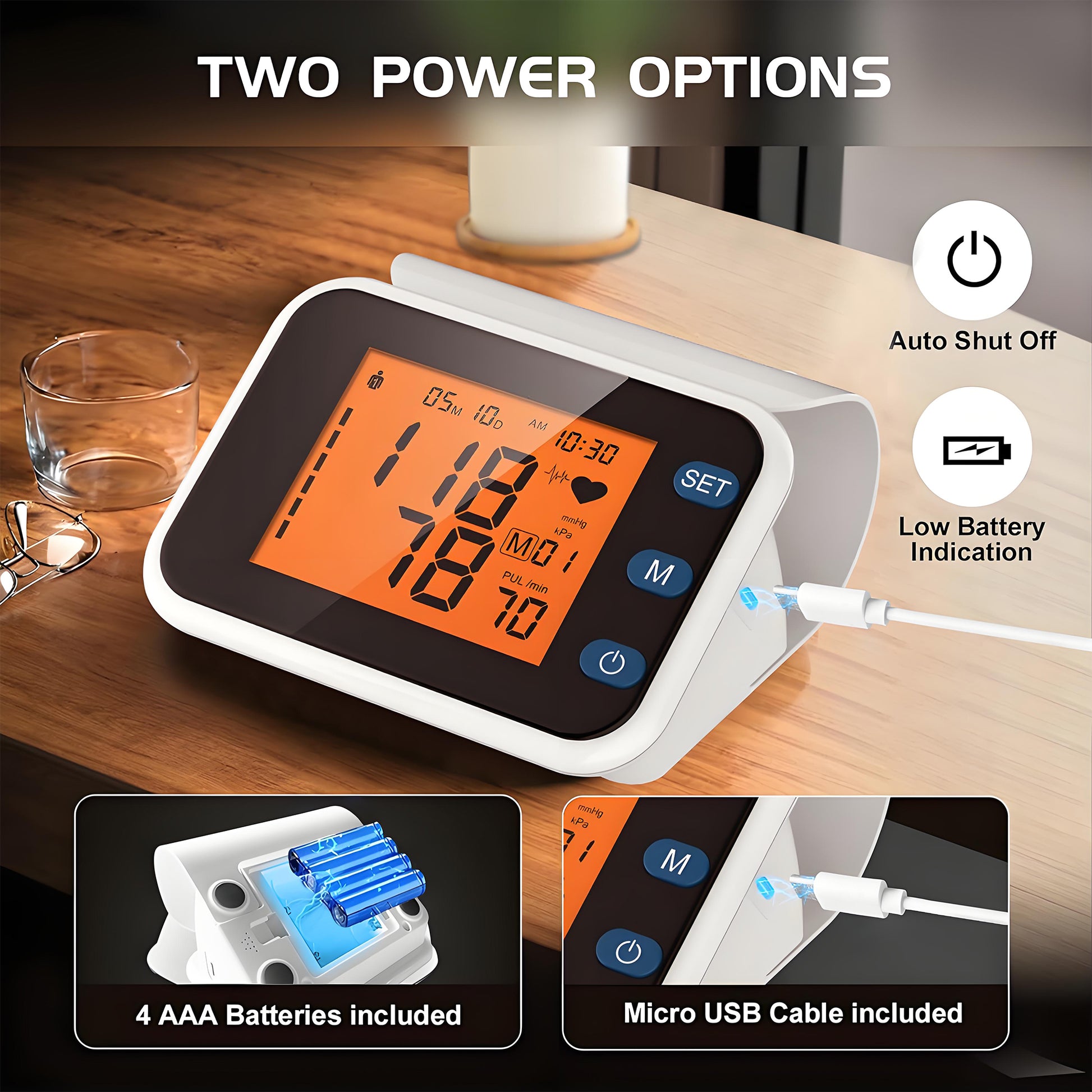 TOUCHOPE Smart Upper Arm Blood Pressure Monitor with 13-17 inch Adjustable Wrist Cuff,Portable Armband Storage Digital Heart Rate Monitor for Home Travel,Large LCD with Voice Guidance