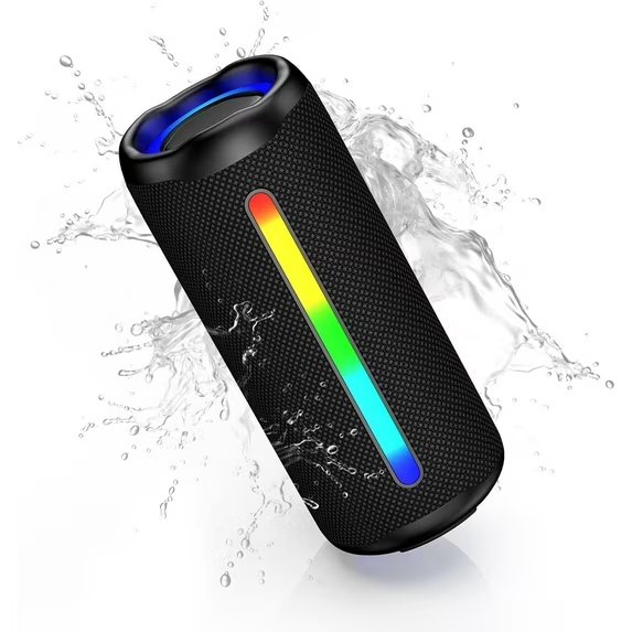 VANECL Portable Bluetooth Speaker IPX7 Waterproof,30W Stereo Sound with Multi RGB LED Lights,Bluetooth 5.3, 20H Playtime,TWS Surround Pairing for Home/Outdoor/Party/Beach/Travel/Gifts(Black)
