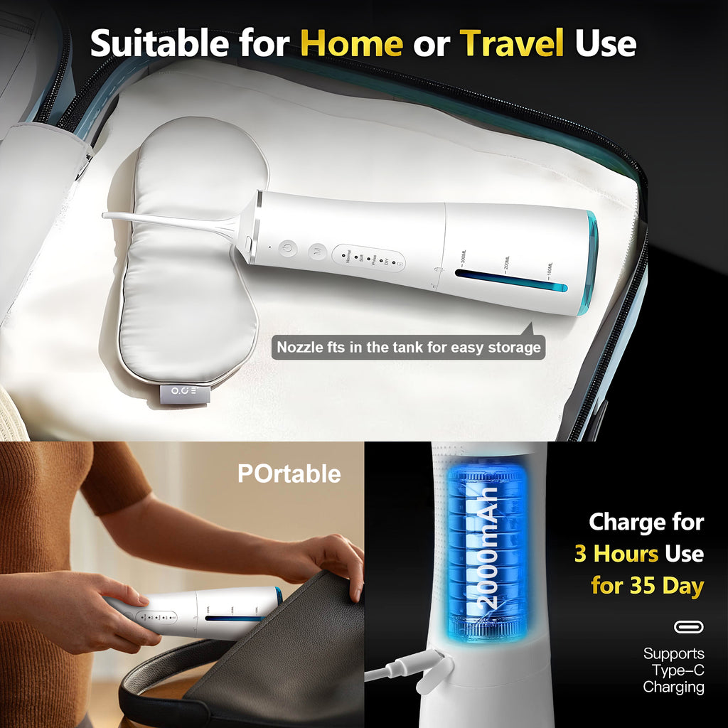 VANECL Water Flosser for Teeth with 4 Jet Tips,300ml Tank with 4 Mode,IPX7 Waterproof Portable Electric Oral Irrigator for Home & Travel,White