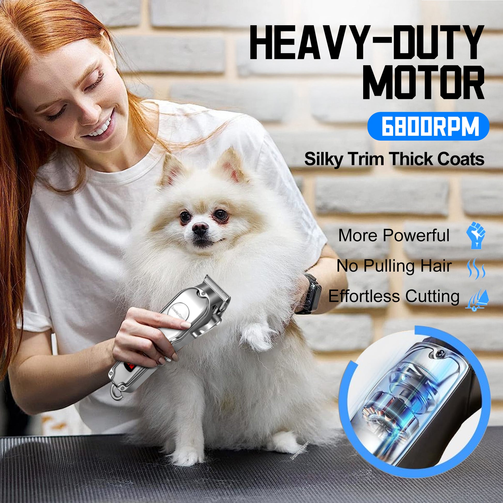 VANECL Professional Dog Grooming kit,Cordless Dog Clippers for Grooming Thick Coats,Pet Hair Trimmer for Dogs Cats,All Metal Design with two Metal Blade