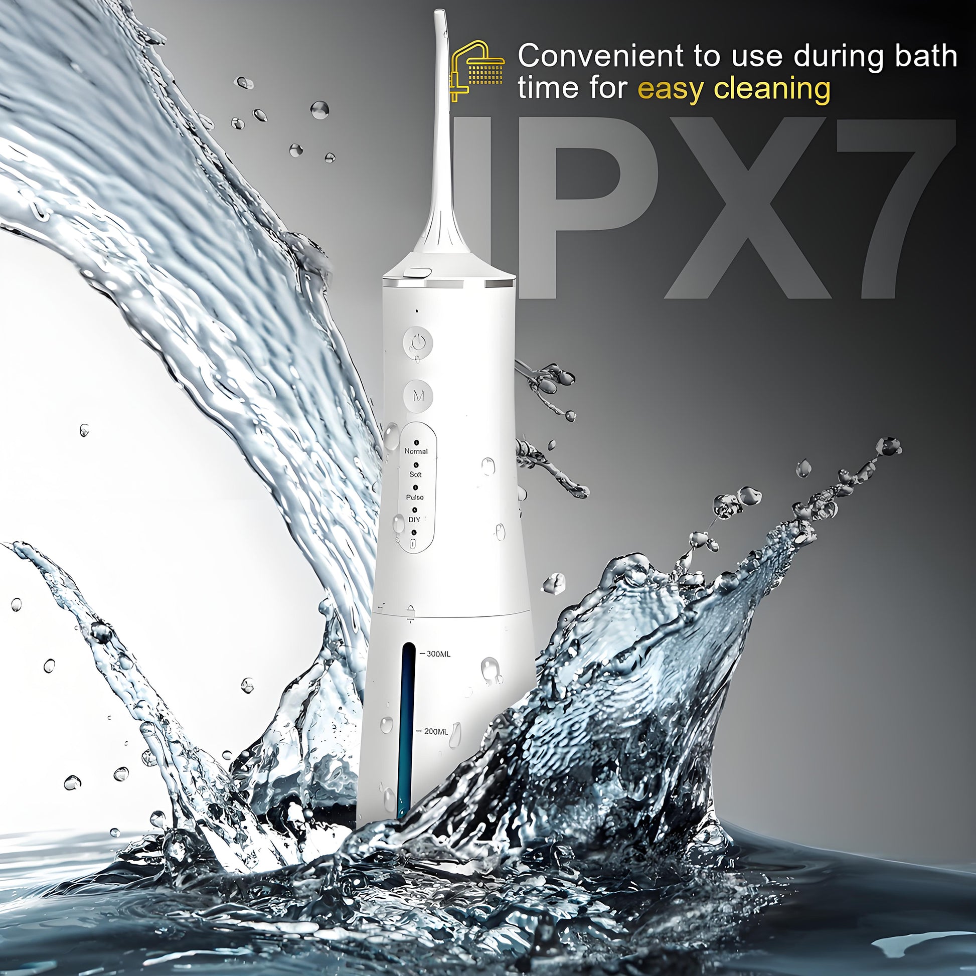 VANECL Water Flosser for Teeth with 4 Jet Tips,300ml Tank with 4 Mode,IPX7 Waterproof Portable Electric Oral Irrigator for Home & Travel,White