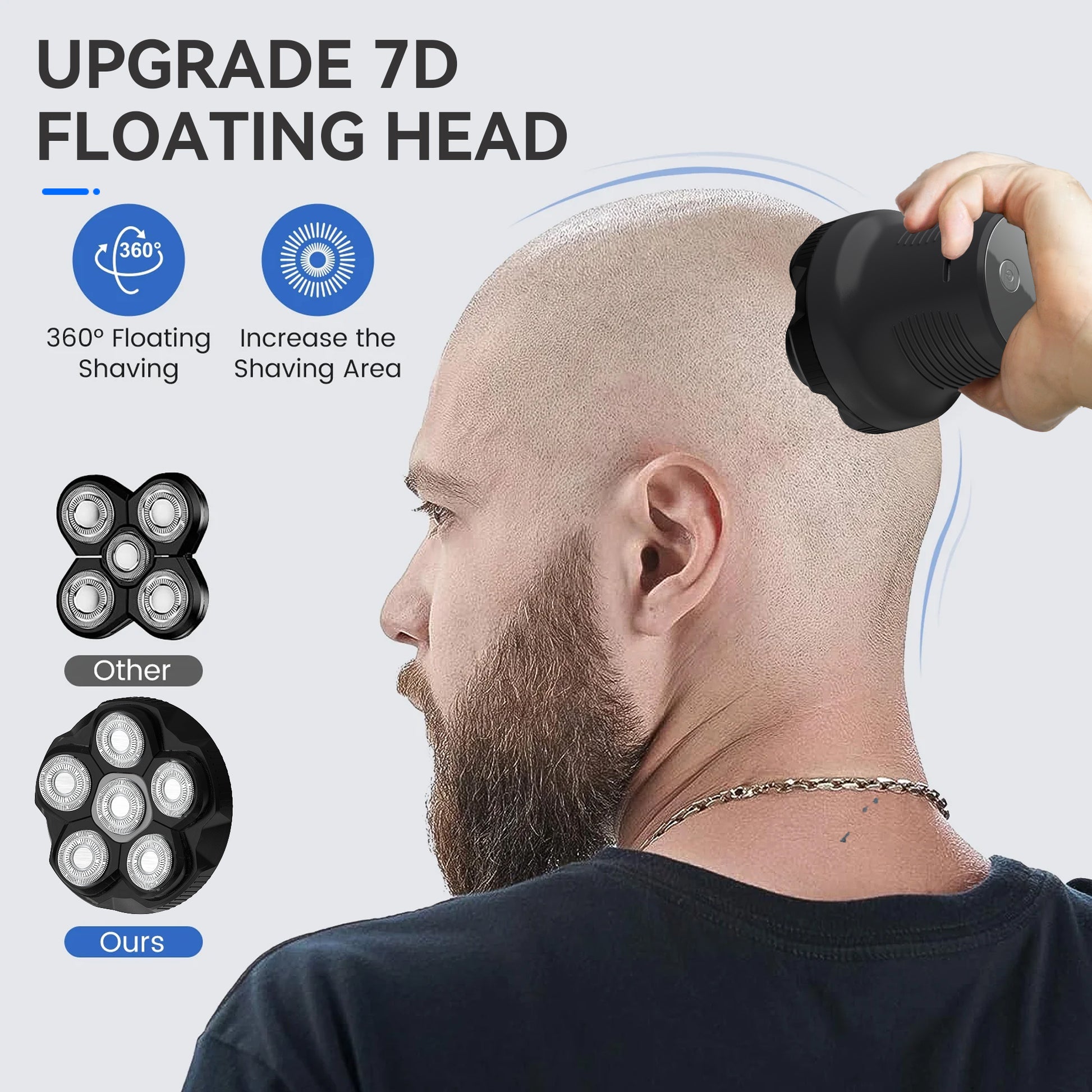 WANDOBAO Head Shavers for Bald Men,Magnetic Electric Razor with LED Display,6D IPX7 Waterproof Wet Dry Type-C Charge Bald Head Shavers