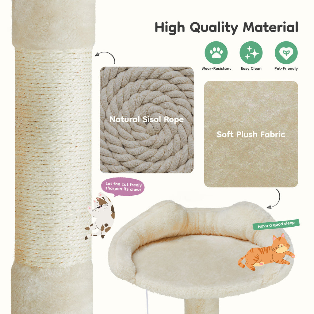 54'' Cat Tree Cat Tower with Large Apartment,Indoor Cat Scratch Fabric with pet playroom,Beige