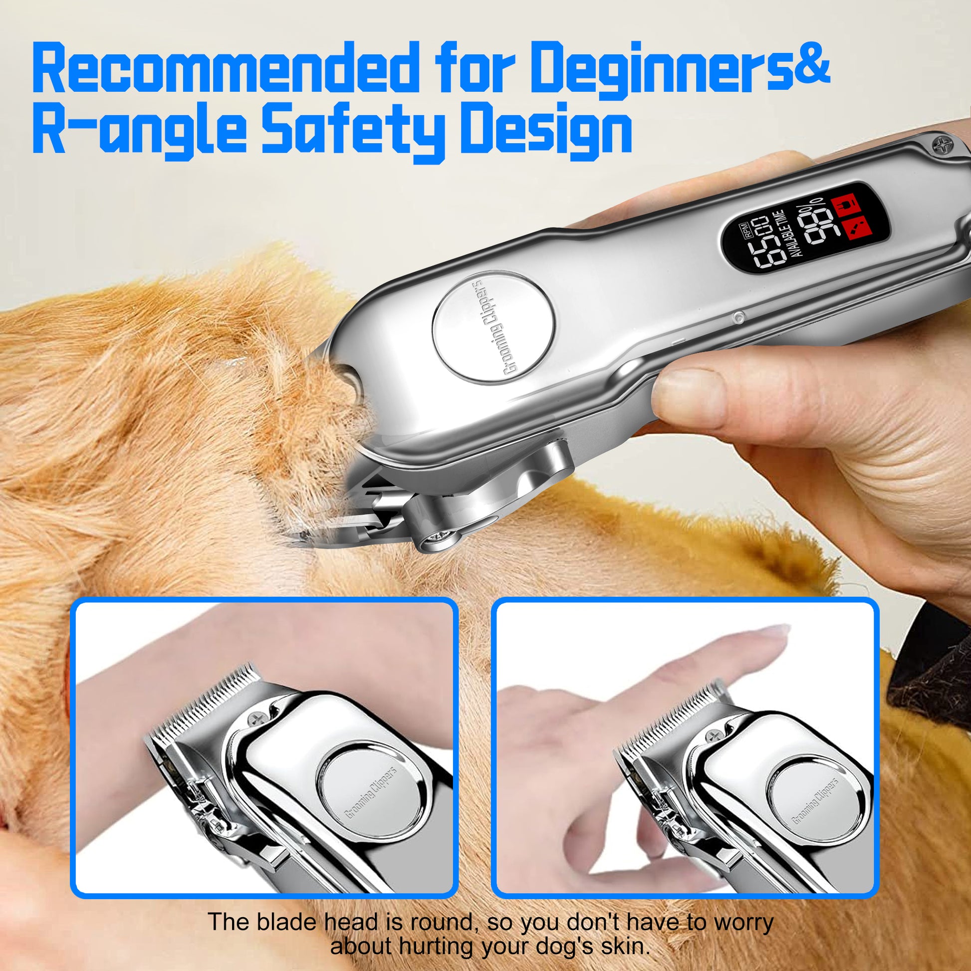 VANECL Professional Dog Grooming kit,Cordless Dog Clippers for Grooming Thick Coats,Pet Hair Trimmer for Dogs Cats,All Metal Design with two Metal Blade