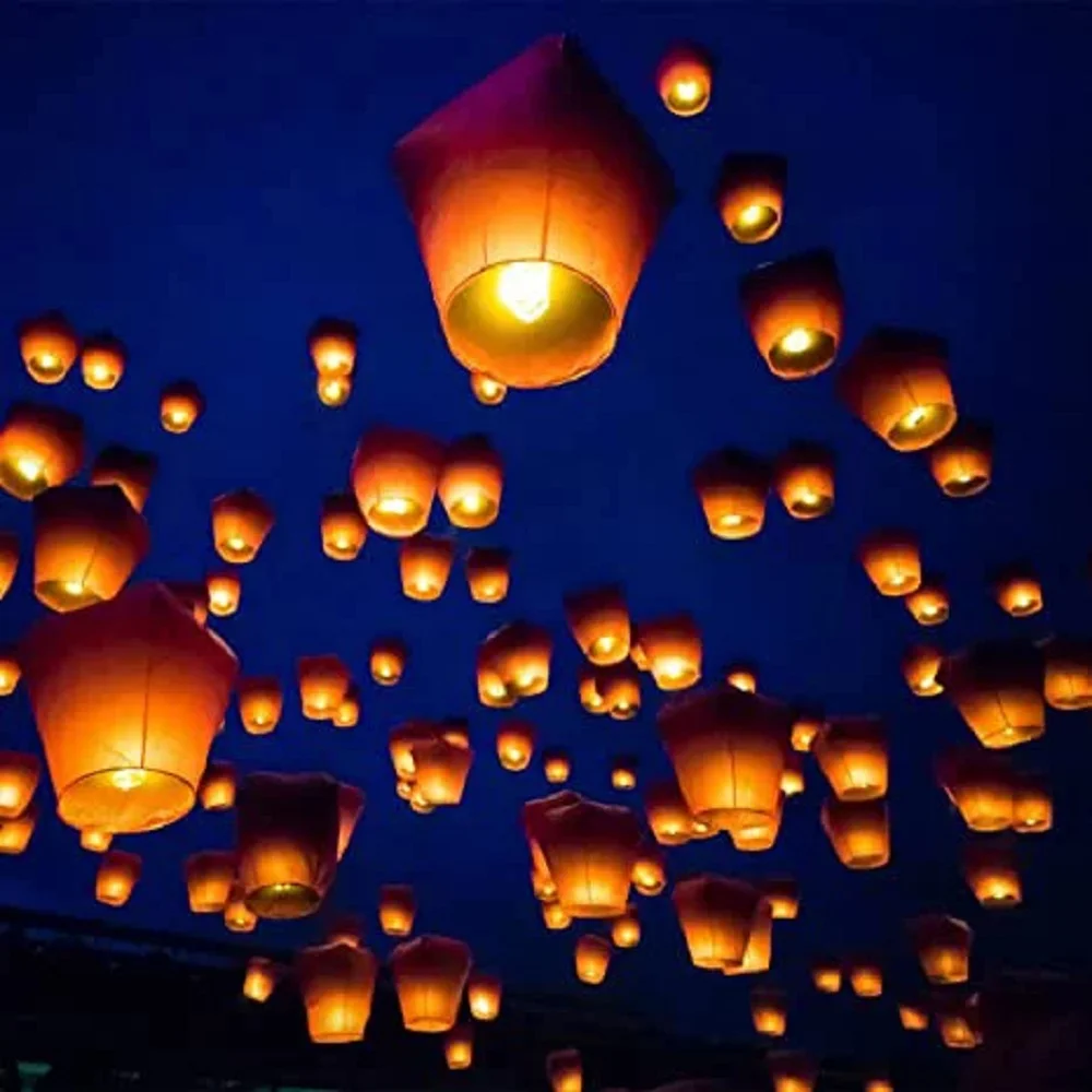 VANECL Chinese Paper Lanterns,20 Pack White Paper Wishing Lanterns for Weddings, Birthday Party, New Years, Festival(White)