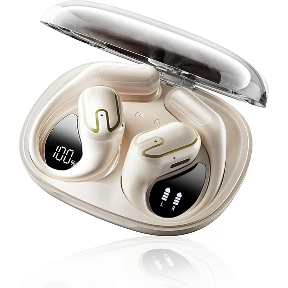 VANECL Open Ear Headphones, Bluetooth 5.4 Earphones Stereo Sound, Wireless Headphones 80 Hours Playback, Clear Calls, IPX7 Waterproof Open Ear Earbuds with 18.2mm Drivers