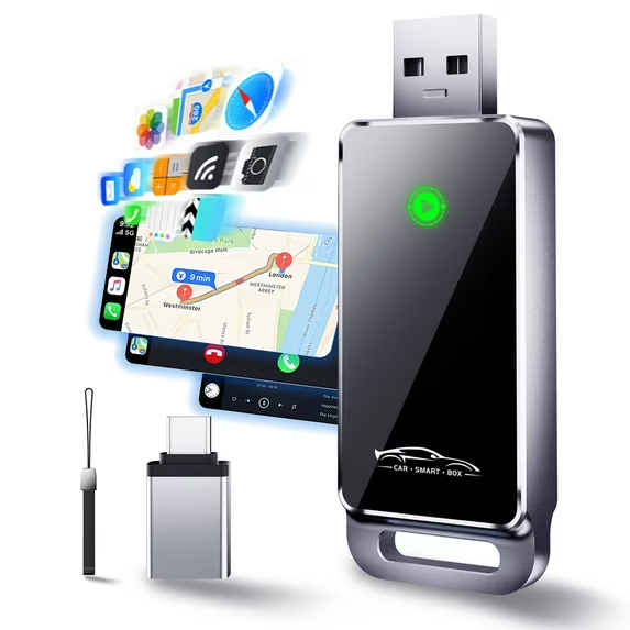 VANECL Wireless Carplay Adapter for Apple Carplay, CarPlay Wireless Adapter Converts Wired to Wireless, Plug and Play & Zero Latency Dongle for iPhone 6+