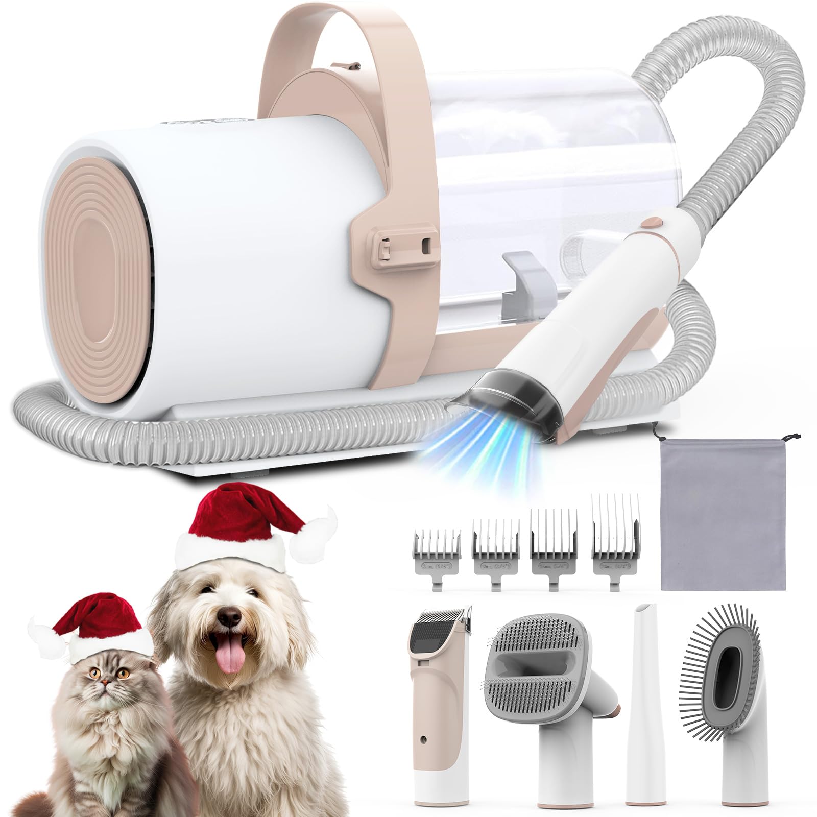 5 in 1 Dog Grooming Kit,2.5L Large Capacity Dog Grooming Vacuum with Dog Clippers,11000pa Low Noise Electric Dog Grooming Set for Dog/Cat