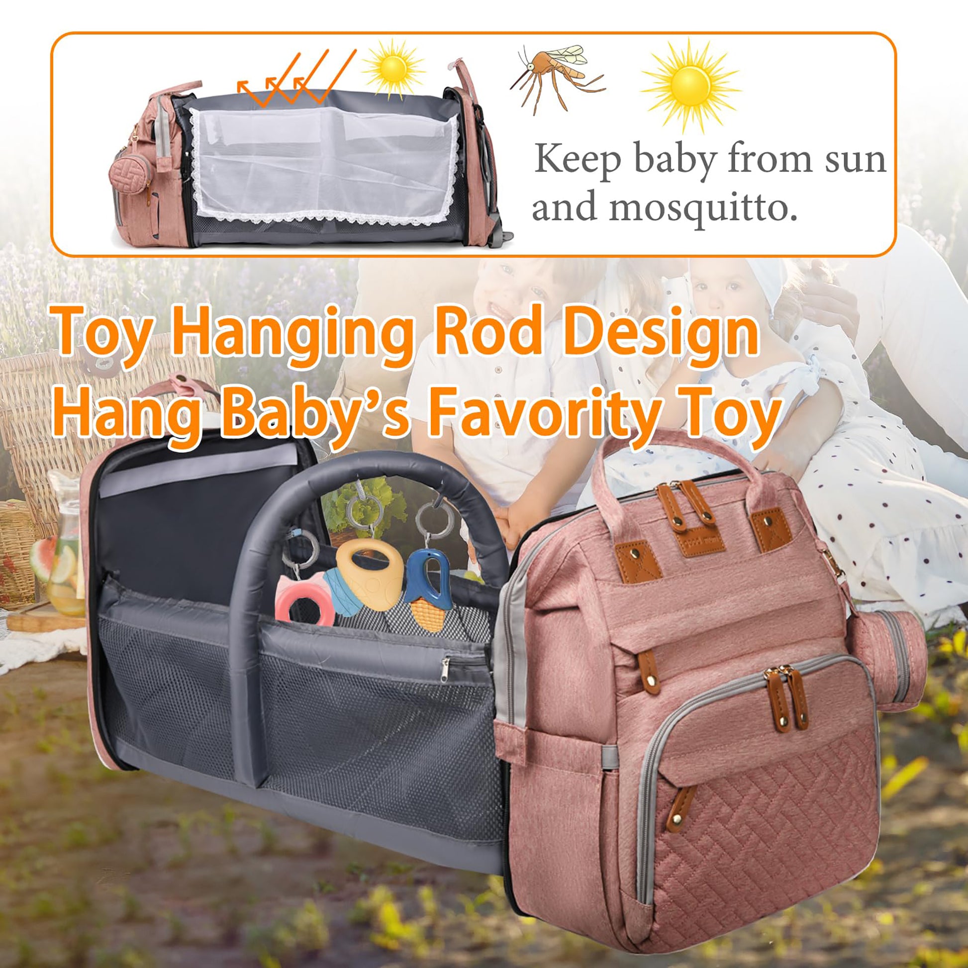 Baby Diaper Bag Backpack with Changing Station,Waterproof 30L Large Capacity Portable Travel Bag for Moms Dads,Insulated Milk Pocket &USB Charging Port