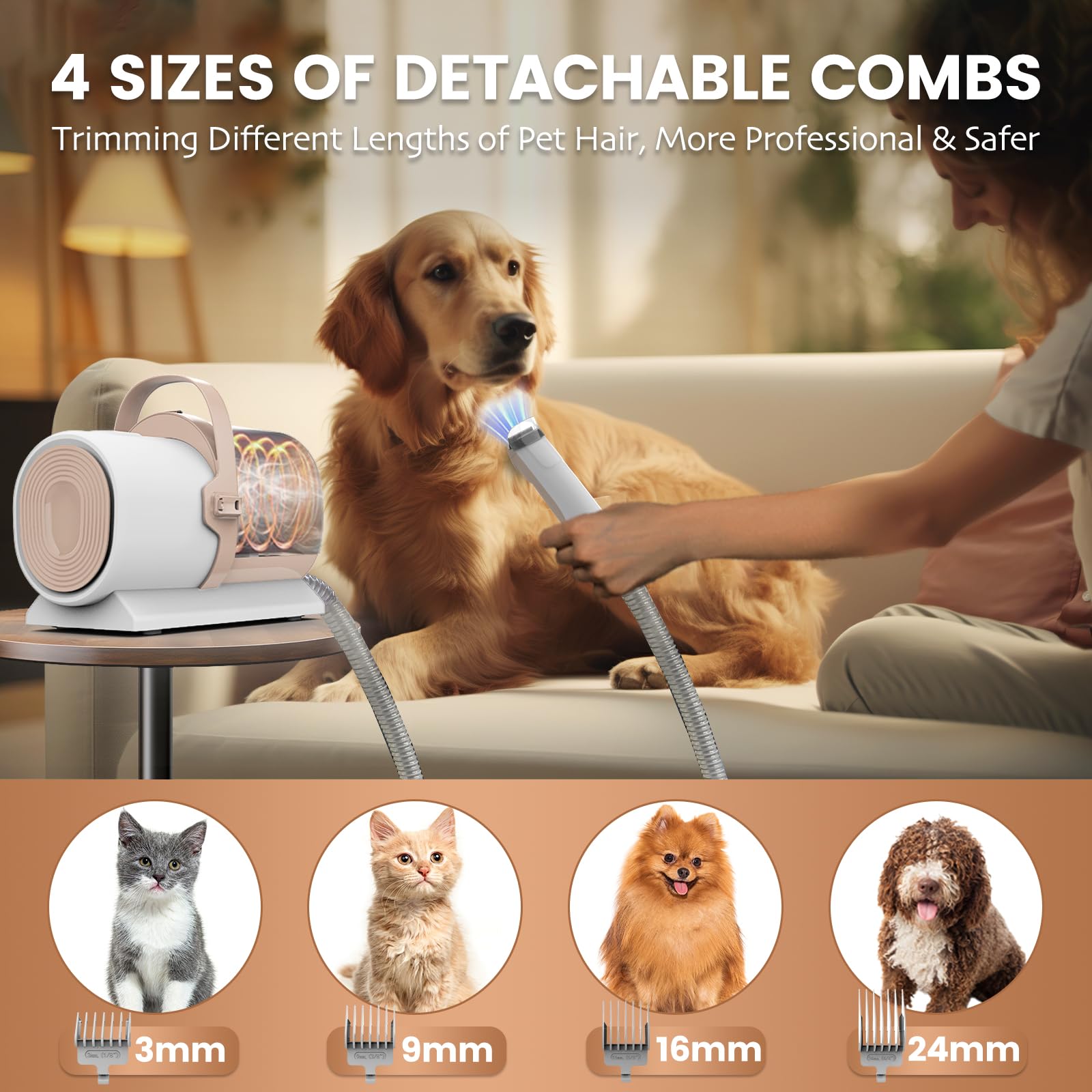 5 in 1 Dog Grooming Kit,2.5L Large Capacity Dog Grooming Vacuum with Dog Clippers,11000pa Low Noise Electric Dog Grooming Set for Dog/Cat