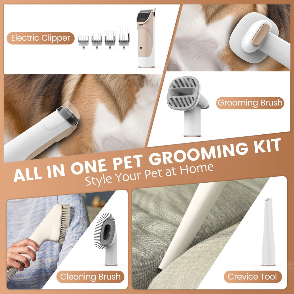 5 in 1 Dog Grooming Kit,2.5L Large Capacity Dog Grooming Vacuum with Dog Clippers,11000pa Low Noise Electric Dog Grooming Set for Dog/Cat